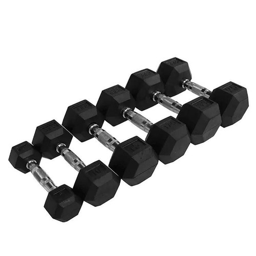 Hex dumbbells cast iron rubber - hex,